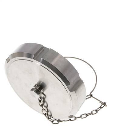 Tuerca de sombrerete Rd95 X 1/6'' DN 65 Acero inoxidable 1.4301 NBR DIN 11851 FDA 21 con cadena