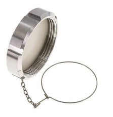 Tuerca de sombrerete Rd95 X 1/6'' DN 65 Acero inoxidable 1.4301 NBR DIN 11851 FDA 21 con cadena