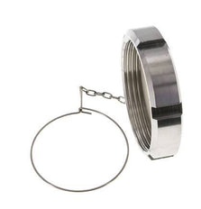 Tuerca de sombrerete Rd95 X 1/6'' DN 65 Acero inoxidable 1.4301 NBR DIN 11851 FDA 21 con cadena
