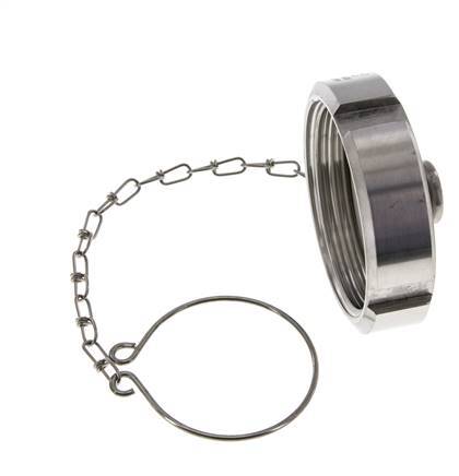 Tuerca de sombrerete Rd65 X 1/6'' DN 40 Acero inoxidable 1.4404 NBR DIN 11851 FDA 21 con cadena