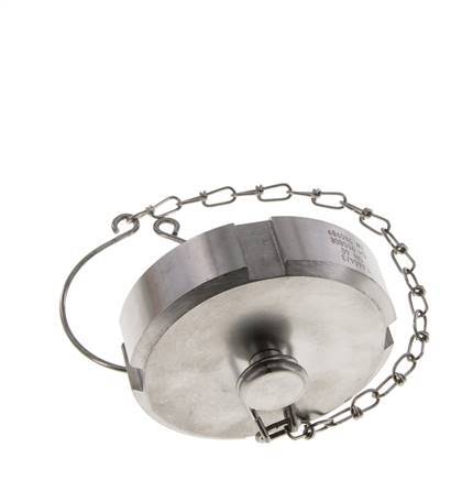 Tuerca de sombrerete Rd65 X 1/6'' DN 40 Acero inoxidable 1.4404 NBR DIN 11851 FDA 21 con cadena