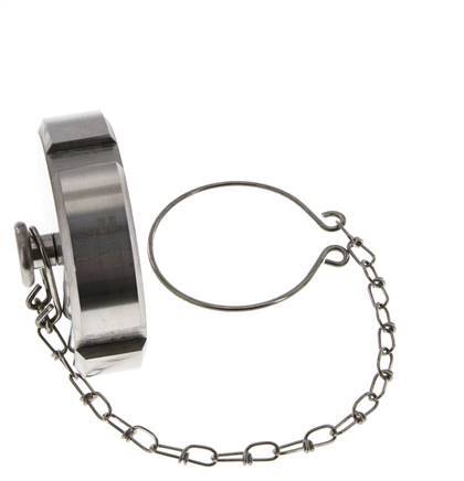 Tuerca de sombrerete Rd65 X 1/6'' DN 40 Acero inoxidable 1.4404 NBR DIN 11851 FDA 21 con cadena