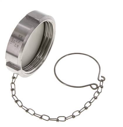 Tuerca de sombrerete Rd65 X 1/6'' DN 40 Acero inoxidable 1.4404 NBR DIN 11851 FDA 21 con cadena