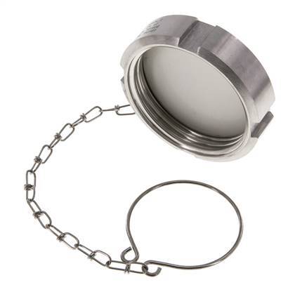 Tuerca de sombrerete Rd65 X 1/6'' DN 40 Acero inoxidable 1.4404 NBR DIN 11851 FDA 21 con cadena