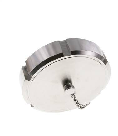 Tuerca de sombrerete Rd110 X 1/4'' DN 80 Acero inoxidable 1.4404 NBR DIN 11851 FDA 21 con cadena