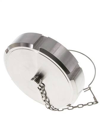 Tuerca de sombrerete Rd110 X 1/4'' DN 80 Acero inoxidable 1.4404 NBR DIN 11851 FDA 21 con cadena