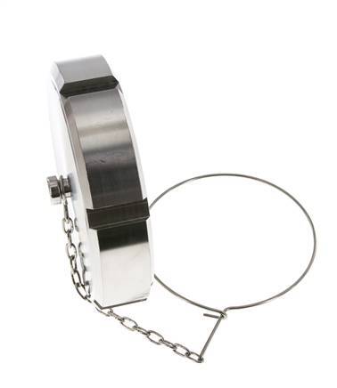 Tuerca de sombrerete Rd110 X 1/4'' DN 80 Acero inoxidable 1.4404 NBR DIN 11851 FDA 21 con cadena