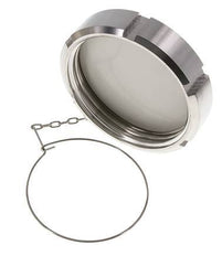 Tuerca de sombrerete Rd110 X 1/4'' DN 80 Acero inoxidable 1.4404 NBR DIN 11851 FDA 21 con cadena