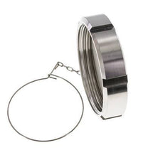 Tuerca de sombrerete Rd110 X 1/4'' DN 80 Acero inoxidable 1.4404 NBR DIN 11851 FDA 21 con cadena