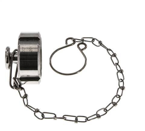 Tuerca de sombrerete Rd34 X 1/8'' DN 15 Acero inoxidable 1.4301 NBR DIN 11851 FDA 21 con cadena