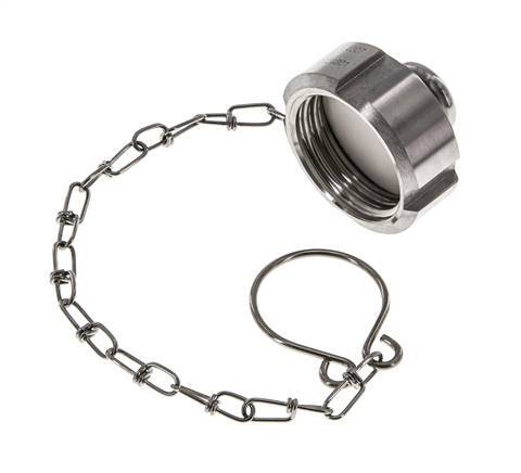 Tuerca de sombrerete Rd34 X 1/8'' DN 15 Acero inoxidable 1.4301 NBR DIN 11851 FDA 21 con cadena