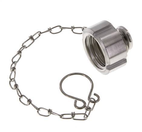 Tuerca de sombrerete Rd28 X 1/8'' DN 10 Acero inoxidable 1.4301 NBR DIN 11851 FDA 21 con cadena