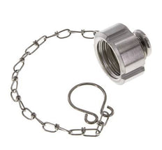 Tuerca de sombrerete Rd28 X 1/8'' DN 10 Acero inoxidable 1.4301 NBR DIN 11851 FDA 21 con cadena