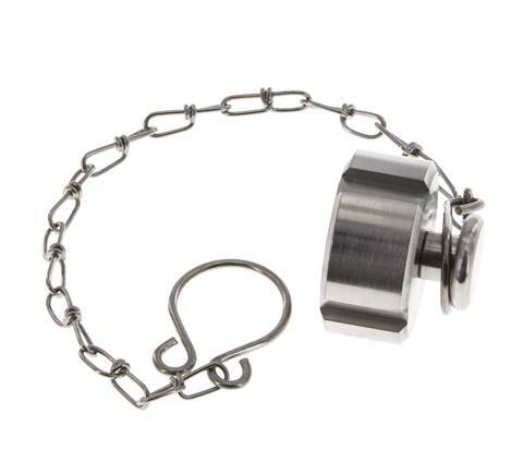 Tuerca de sombrerete Rd28 X 1/8'' DN 10 Acero inoxidable 1.4301 NBR DIN 11851 FDA 21 con cadena