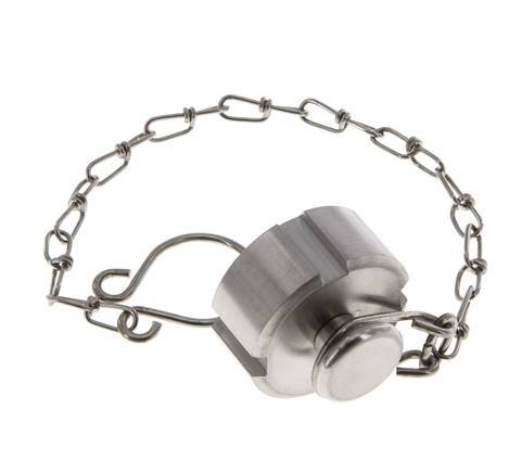 Tuerca de sombrerete Rd28 X 1/8'' DN 10 Acero inoxidable 1.4301 NBR DIN 11851 FDA 21 con cadena