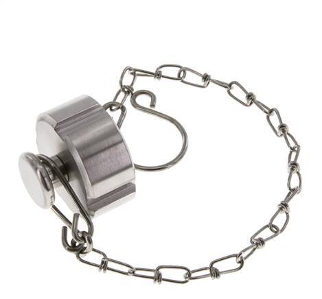 Tuerca de sombrerete Rd28 X 1/8'' DN 10 Acero inoxidable 1.4301 NBR DIN 11851 FDA 21 con cadena