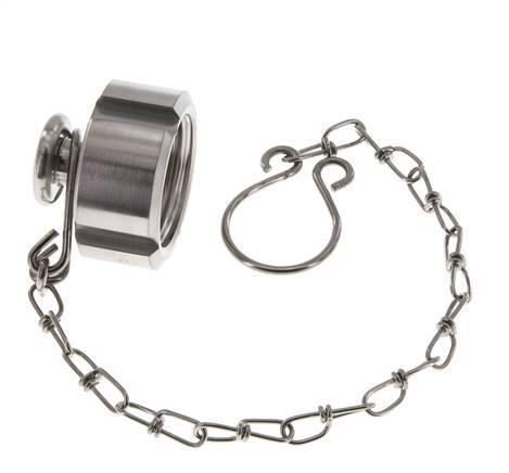 Tuerca de sombrerete Rd28 X 1/8'' DN 10 Acero inoxidable 1.4301 NBR DIN 11851 FDA 21 con cadena