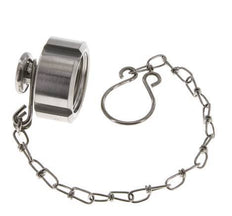 Tuerca de sombrerete Rd28 X 1/8'' DN 10 Acero inoxidable 1.4301 NBR DIN 11851 FDA 21 con cadena