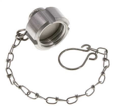Tuerca de sombrerete Rd28 X 1/8'' DN 10 Acero inoxidable 1.4301 NBR DIN 11851 FDA 21 con cadena