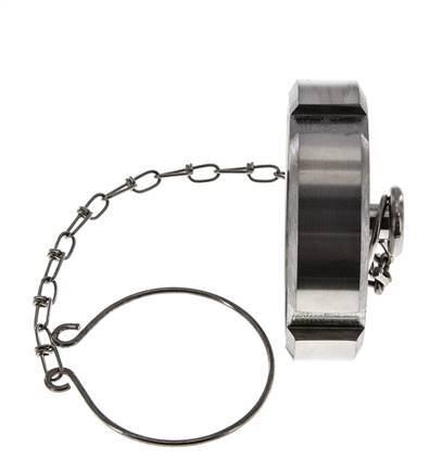 Tuerca de sombrerete Rd65 X 1/6'' DN 40 Acero inoxidable 1.4301 NBR DIN 11851 FDA 21 con cadena