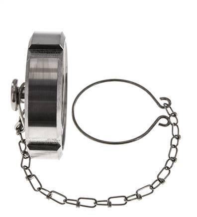 Tuerca de sombrerete Rd65 X 1/6'' DN 40 Acero inoxidable 1.4301 NBR DIN 11851 FDA 21 con cadena