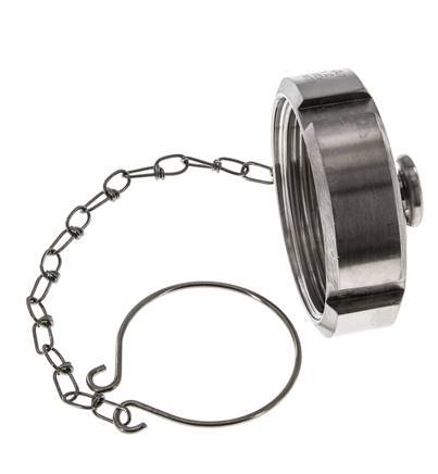 Tuerca de sombrerete Rd58 X 1/6'' DN 32 Acero inoxidable 1.4404 NBR DIN 11851 FDA 21 con cadena