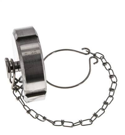 Tuerca de sombrerete Rd58 X 1/6'' DN 32 Acero inoxidable 1.4404 NBR DIN 11851 FDA 21 con cadena