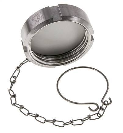 Tuerca de sombrerete Rd58 X 1/6'' DN 32 Acero inoxidable 1.4404 NBR DIN 11851 FDA 21 con cadena