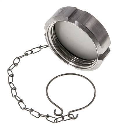 Tuerca de sombrerete Rd58 X 1/6'' DN 32 Acero inoxidable 1.4404 NBR DIN 11851 FDA 21 con cadena