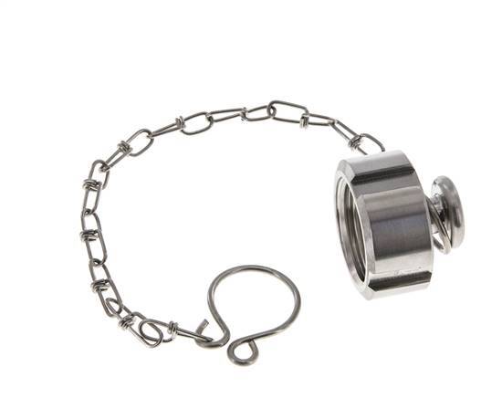 Tuerca de sombrerete Rd28 X 1/8'' DN 10 Acero inoxidable 1.4404 NBR DIN 11851 FDA 21 con cadena