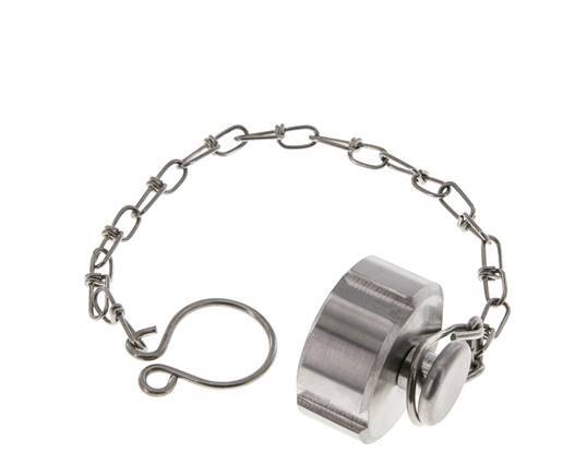 Tuerca de sombrerete Rd28 X 1/8'' DN 10 Acero inoxidable 1.4404 NBR DIN 11851 FDA 21 con cadena