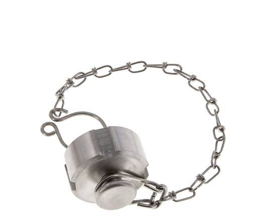 Tuerca de sombrerete Rd28 X 1/8'' DN 10 Acero inoxidable 1.4404 NBR DIN 11851 FDA 21 con cadena