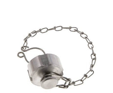 Tuerca de sombrerete Rd28 X 1/8'' DN 10 Acero inoxidable 1.4404 NBR DIN 11851 FDA 21 con cadena