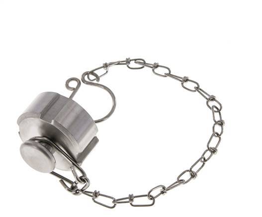 Tuerca de sombrerete Rd28 X 1/8'' DN 10 Acero inoxidable 1.4404 NBR DIN 11851 FDA 21 con cadena