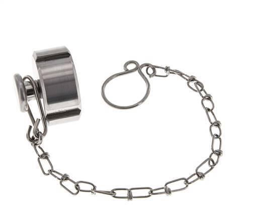 Tuerca de sombrerete Rd28 X 1/8'' DN 10 Acero inoxidable 1.4404 NBR DIN 11851 FDA 21 con cadena