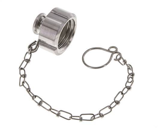 Tuerca de sombrerete Rd28 X 1/8'' DN 10 Acero inoxidable 1.4404 NBR DIN 11851 FDA 21 con cadena