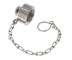 Tuerca de sombrerete Rd28 X 1/8'' DN 10 Acero inoxidable 1.4404 NBR DIN 11851 FDA 21 con cadena