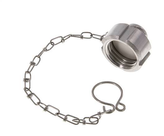 Tuerca de sombrerete Rd28 X 1/8'' DN 10 Acero inoxidable 1.4404 NBR DIN 11851 FDA 21 con cadena