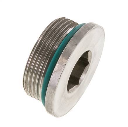 Tapón UN 1-5/8''-12 Acero inoxidable FKM con hexágono interior 250bar (3512,5psi)
