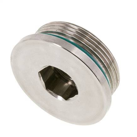 Tapón UN 1-7/8''-12 Acero inoxidable FKM con hexágono interior 250bar (3512,5psi)