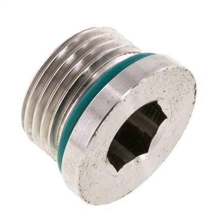 Tapón UN 1-1/16''-12 Acero inoxidable FKM con hexágono interior 400bar (5620,0psi)