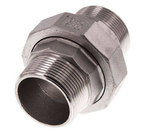 Union Straight Connector R1 1/2'' Stainless Steel Flat Seal PTFE 16bar (224.8psi)