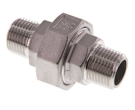 Racor recto de unión R1/2'' Acero inoxidable Junta plana PTFE 16bar (224.8psi)