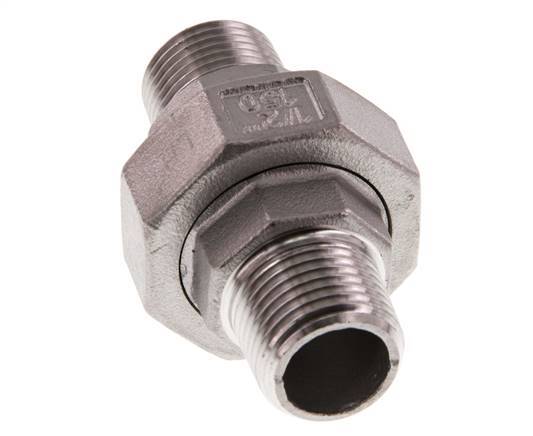 Racor recto de unión R1/2'' Acero inoxidable Junta plana PTFE 16bar (224.8psi)