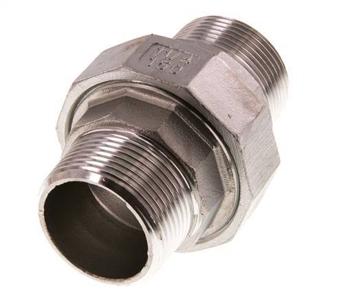 Union Straight Connector R1 1/4'' Stainless Steel Flat Seal PTFE 16bar (224.8psi)