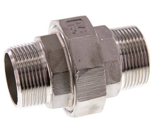 Union Straight Connector R1 1/4'' Stainless Steel Flat Seal PTFE 16bar (224.8psi)