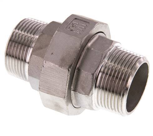 Union Straight Connector R1 1/4'' Stainless Steel Flat Seal PTFE 16bar (224.8psi)