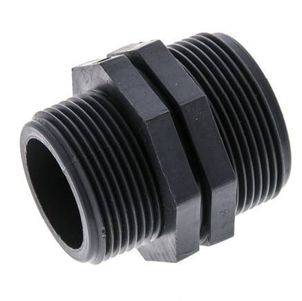 Reducing Double Nipple G1 1/4'' x G1 1/2'' Polypropylene (pp) 10bar (140.5psi) FDA 54mm Hex