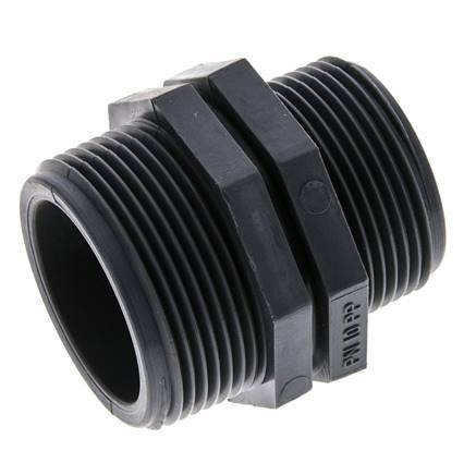 Reducing Double Nipple G1 1/4'' x G1 1/2'' Polypropylene (pp) 10bar (140.5psi) FDA 54mm Hex
