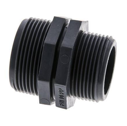 Reducing Double Nipple G1 1/4'' x G1 1/2'' Polypropylene (pp) 10bar (140.5psi) FDA 54mm Hex
